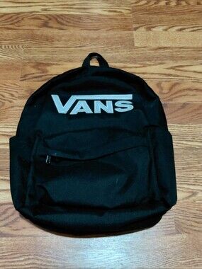 Vans Old Skool Drop V  Black Backpack White Logo Superbreak School Book Bag